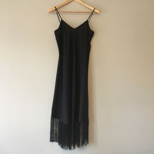 Black Fringe Slip Dress